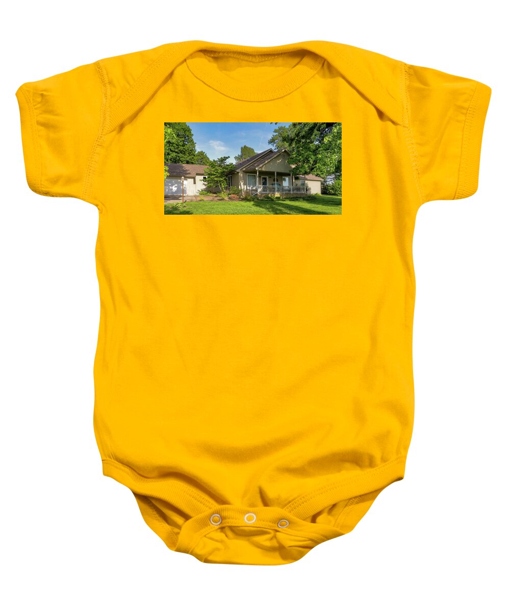 Real Estate Photography Baby Onesie featuring the photograph Peaceful rural home. by Jeff Kurtz