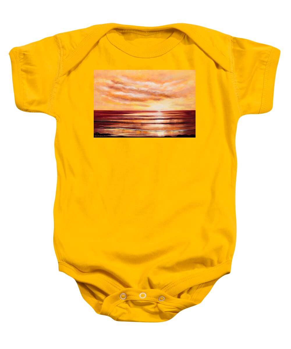 Sunset Baby Onesie featuring the painting Peacefully Yours - Landscape Sunset by Gina De Gorna