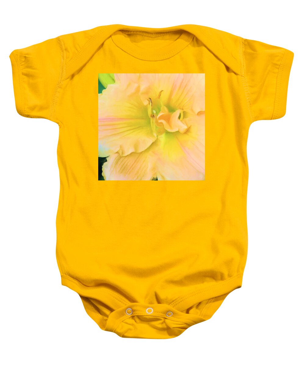 Lily Baby Onesie featuring the digital art Peach Lily by Sand And Chi