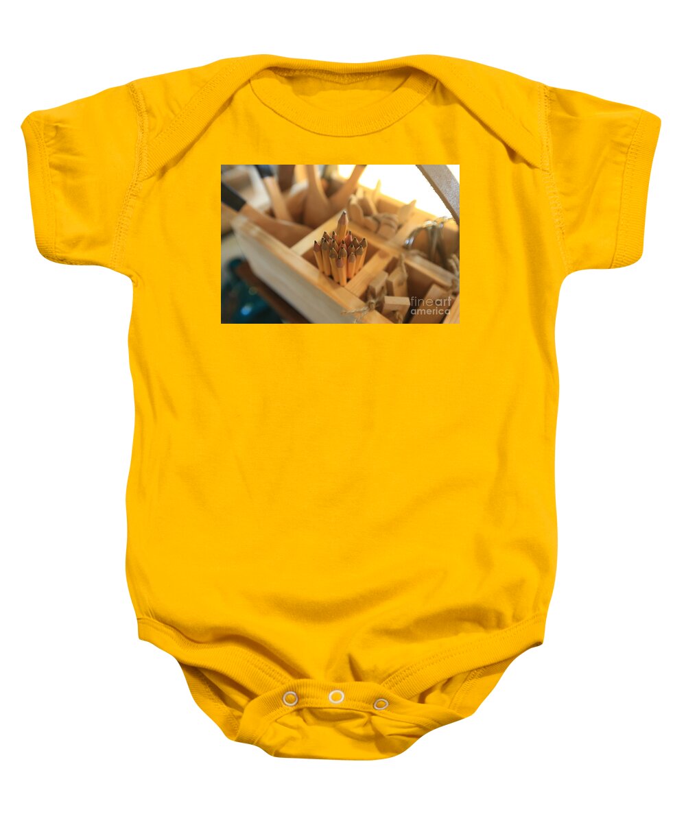 Pencil Baby Onesie featuring the photograph Pencil's Box by Fabian Koldorff