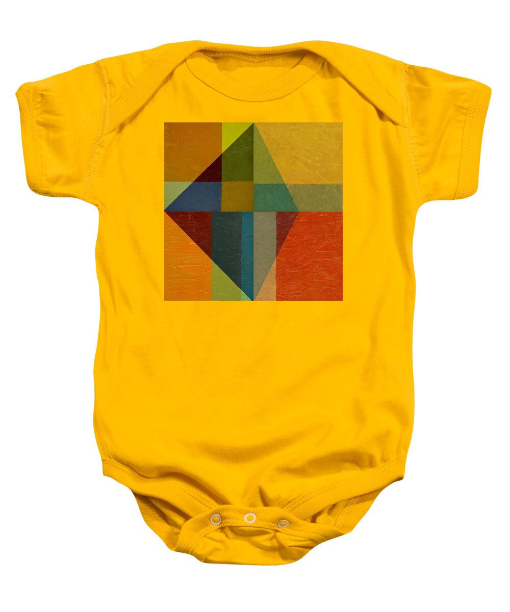 Abstract Baby Onesie featuring the painting Perspective in Color Collage by Michelle Calkins