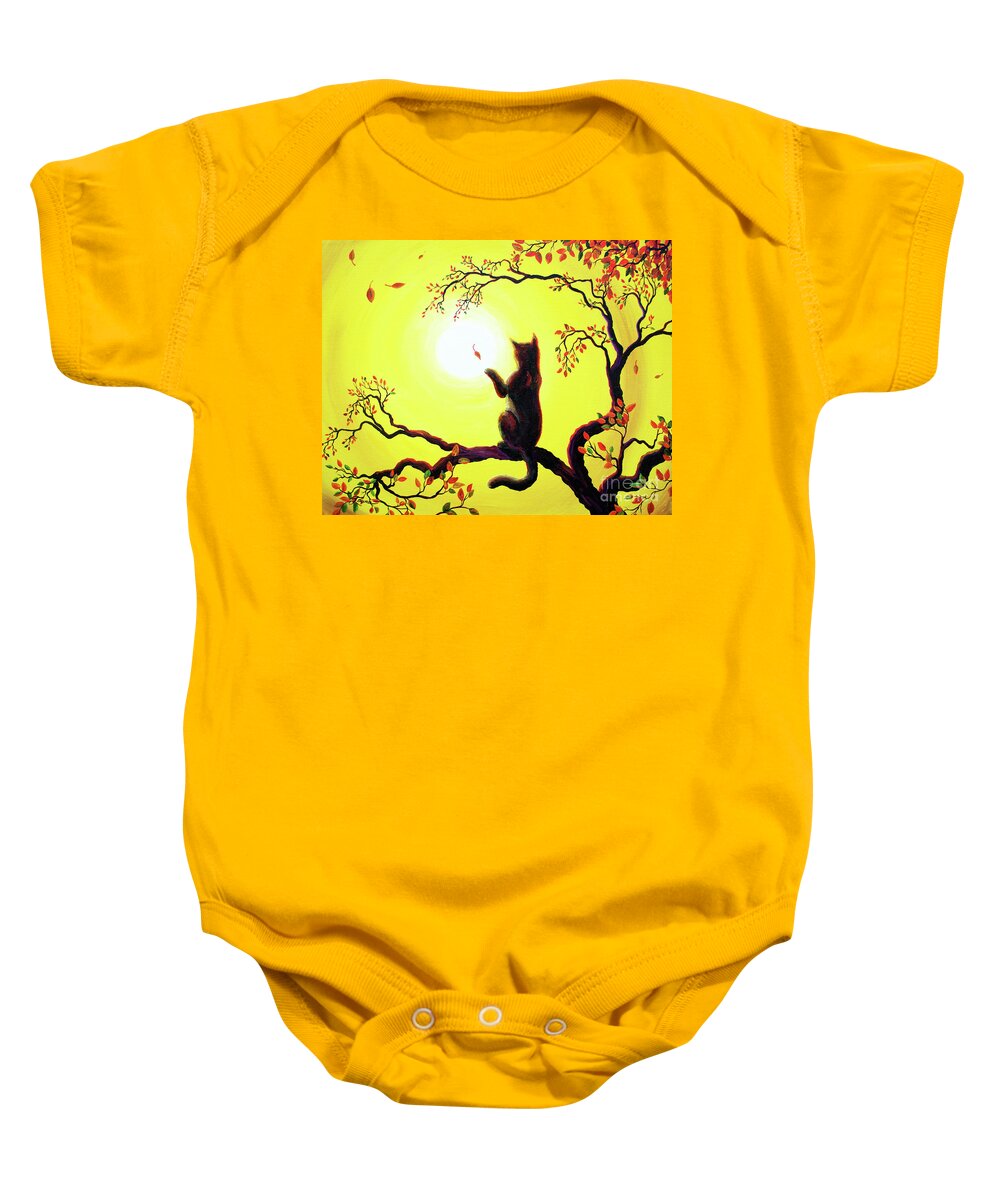 Zen Baby Onesie featuring the painting Playing on a Golden Afternoon by Laura Iverson