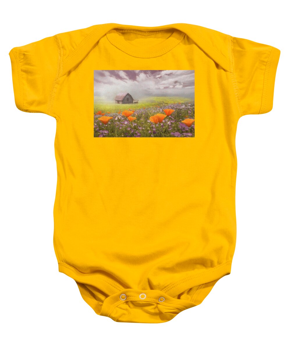 Appalachia Baby Onesie featuring the photograph Poppies in a Dream Watercolor Painting by Debra and Dave Vanderlaan