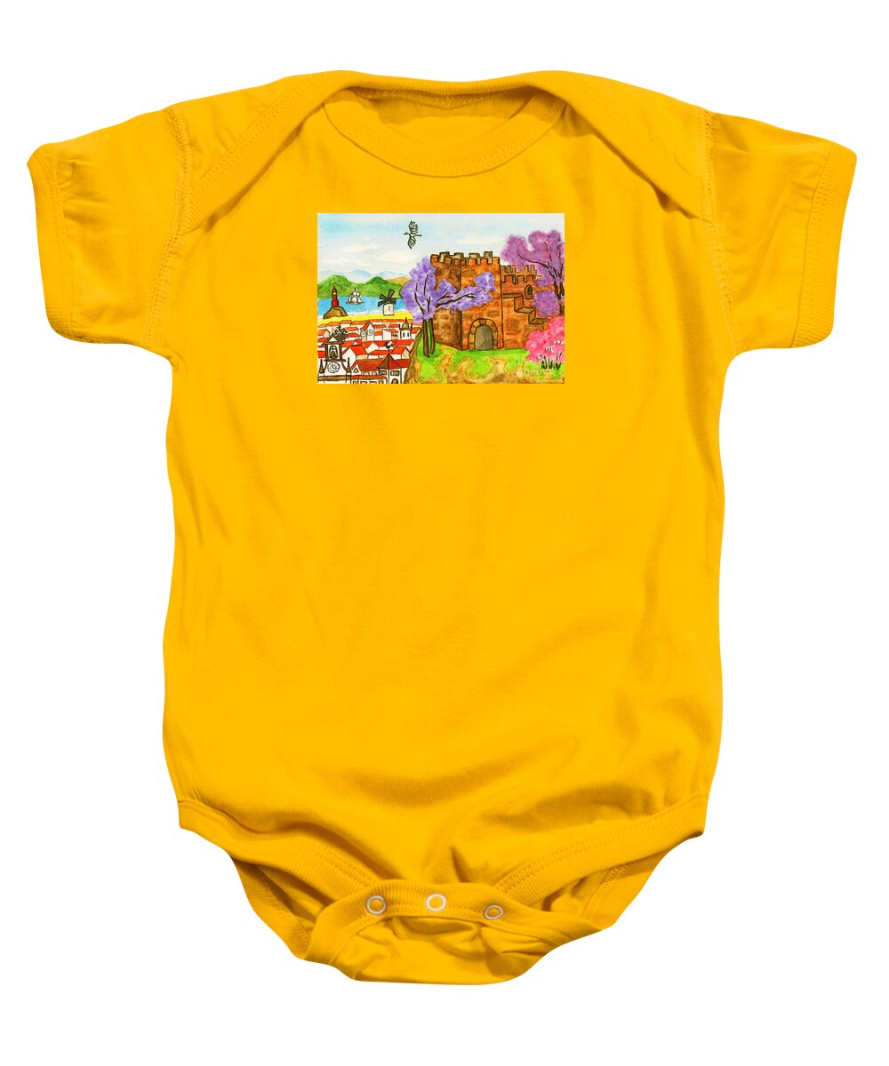 Art Baby Onesie featuring the painting Portugal, painting by Irina Afonskaya
