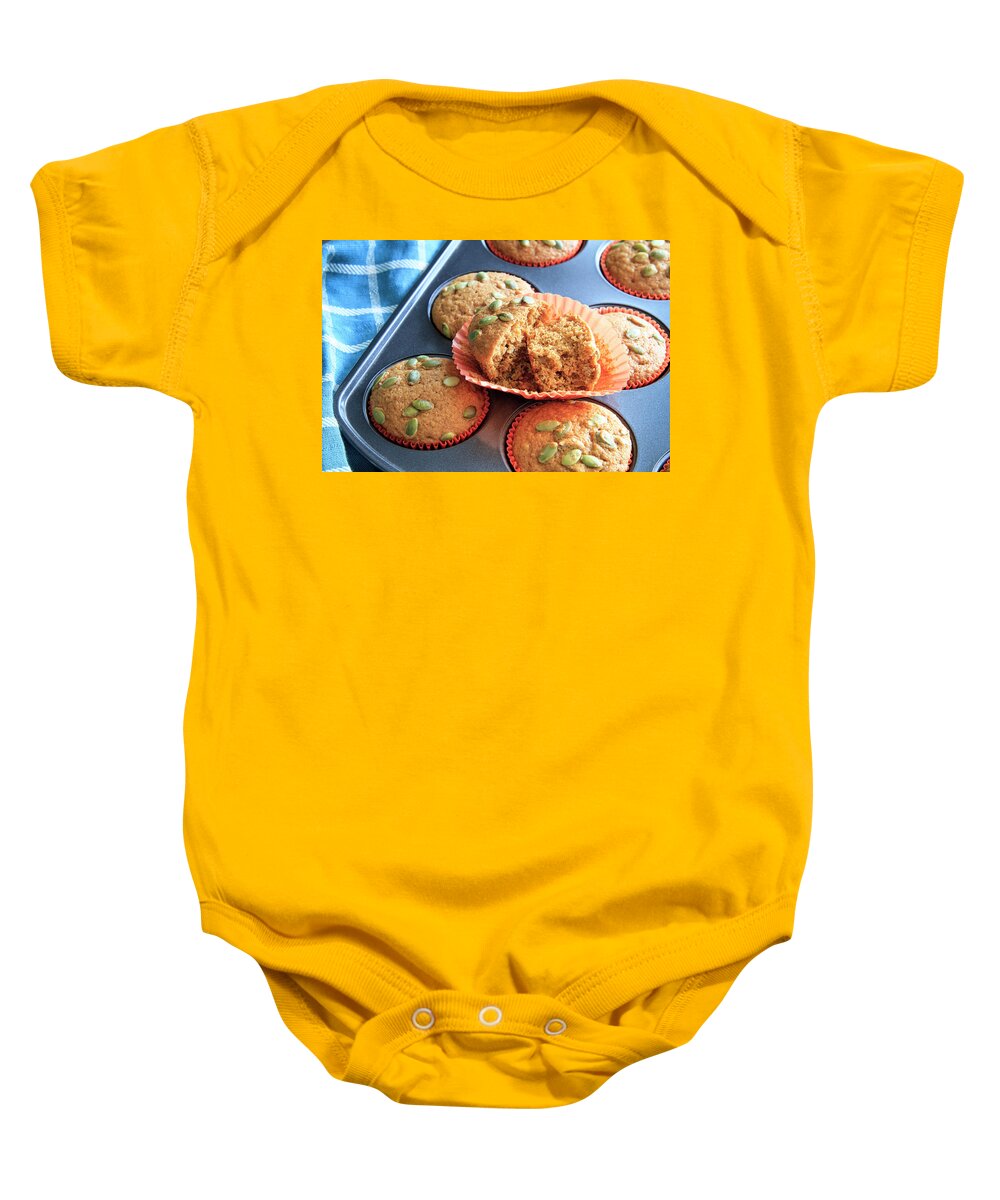 Autumn Baby Onesie featuring the photograph Pumpkin Muffins for You by Teri Virbickis