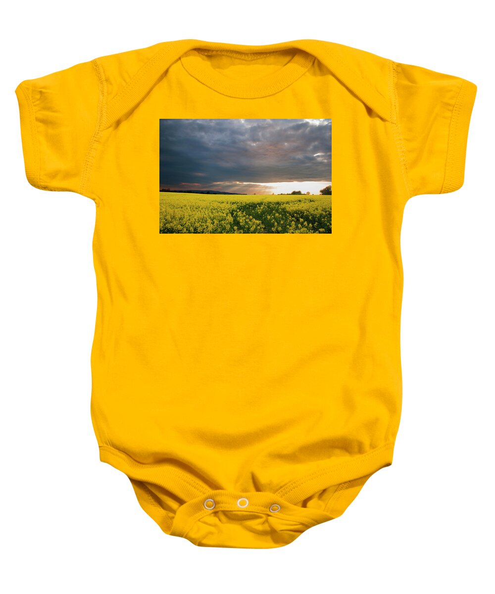Sun Rays Through Clouds Baby Onesie featuring the photograph Rays at Sunset by Rob Hemphill