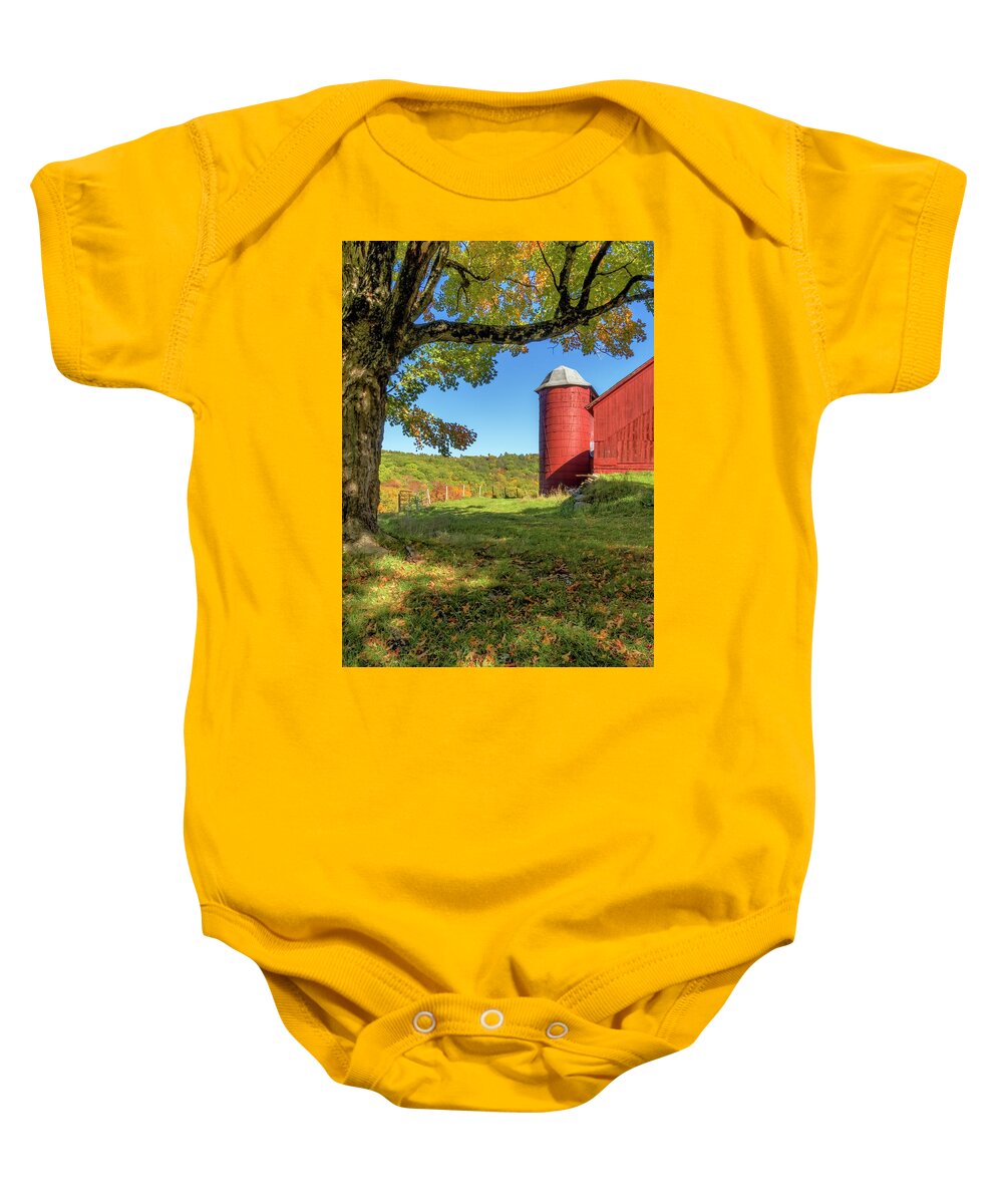 Shelburne Falls Massachusetts Baby Onesie featuring the photograph Red Silo by Tom Singleton