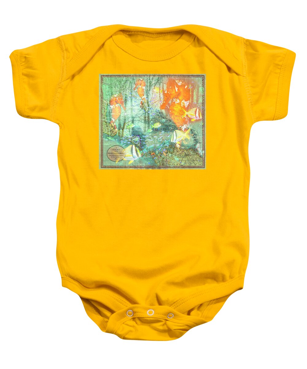 Florida Baby Onesie featuring the photograph Reef Fish Nautical Map by Debra and Dave Vanderlaan