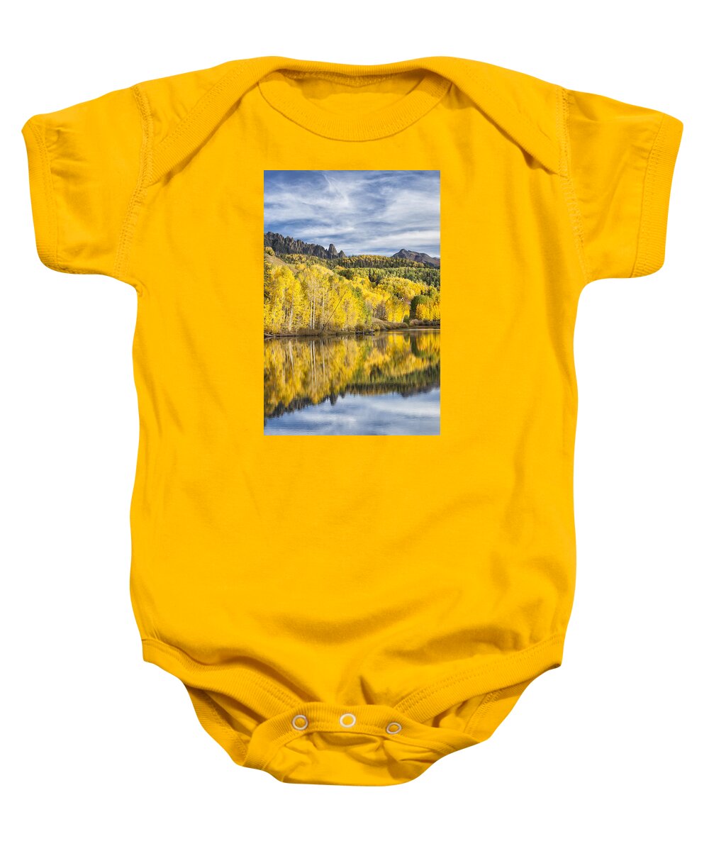 Autumn Baby Onesie featuring the photograph Reflection with Ophir Needles I by Denise Bush