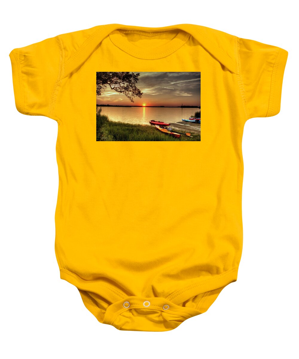 Coastal Sunset Scene Baby Onesie featuring the photograph River Road Park Never Disappoints by Phil Mancuso