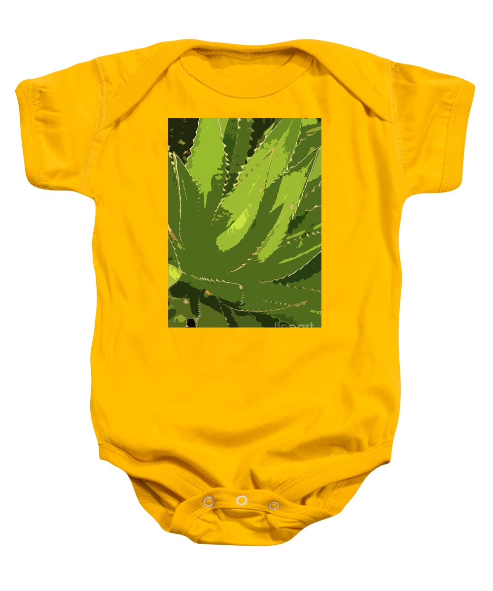 Aloe Vera Abstract Baby Onesie featuring the digital art Sawtooth Leafed Aloe Vera by Christiane Schulze Art And Photography