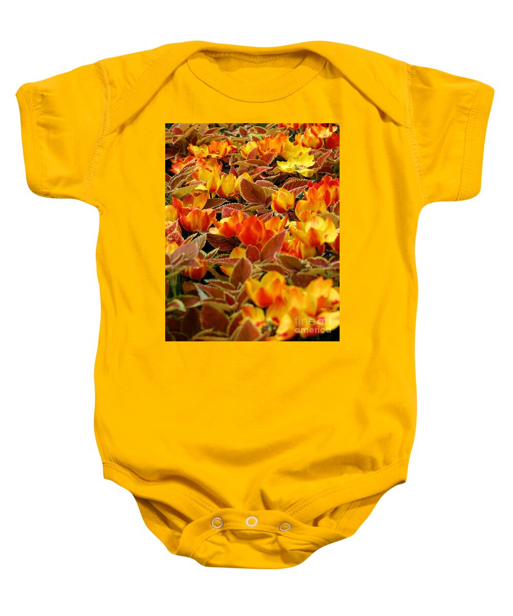  Baby Onesie featuring the photograph Sea of Bright Orange Coleus by Angela Rath