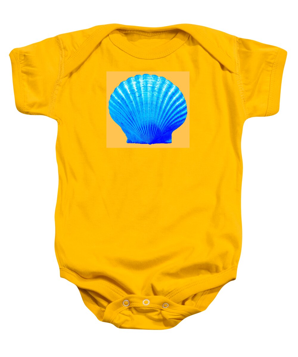 Sea Baby Onesie featuring the photograph Sea Shell blue and gold by WAZgriffin Digital