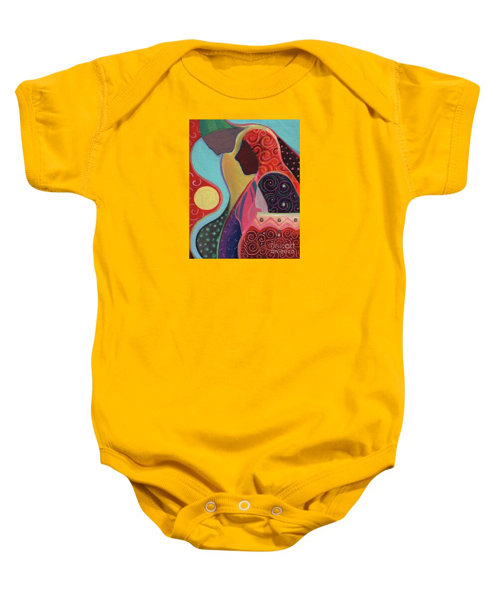 Refugee Baby Onesie featuring the painting Seeking Shelter by Helena Tiainen