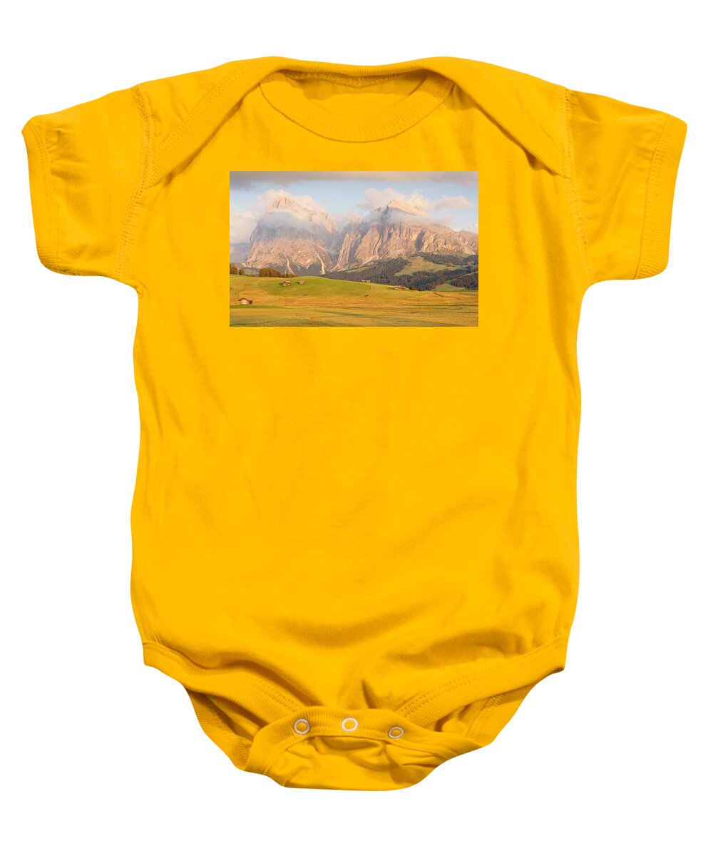 Alpe Di Siusi Baby Onesie featuring the photograph Seiser Alm by Stephen Taylor