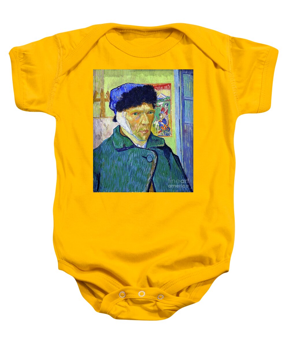 Van Gogh Self Portrait With A Bandaged Ear Baby Onesie featuring the painting Van Gogh Self Portrait with a Bandaged Ear by Vincent Van Gogh