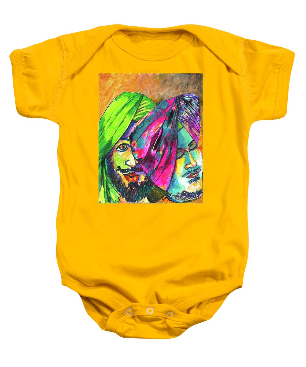 Singhs Baby Onesie featuring the painting Singhs and Kaurs-7 by Sarabjit Singh