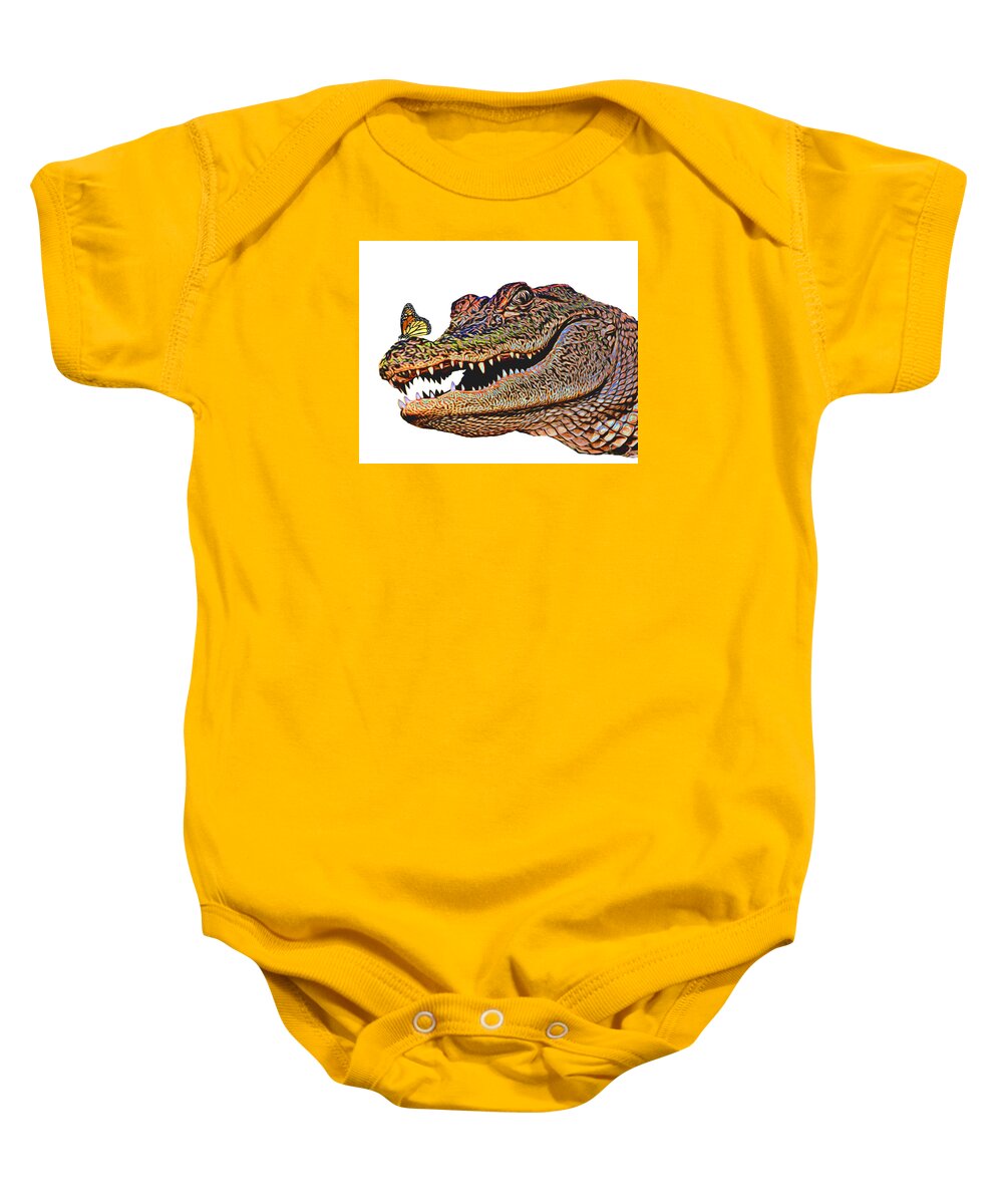 Alligator Baby Onesie featuring the photograph Smile by Mitch Spence