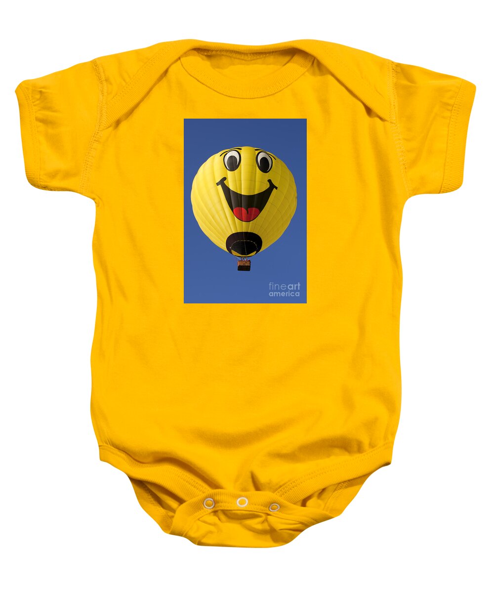 Hot Air Balloon Baby Onesie featuring the photograph Smiley face Hot Air Balloon by Anthony Totah