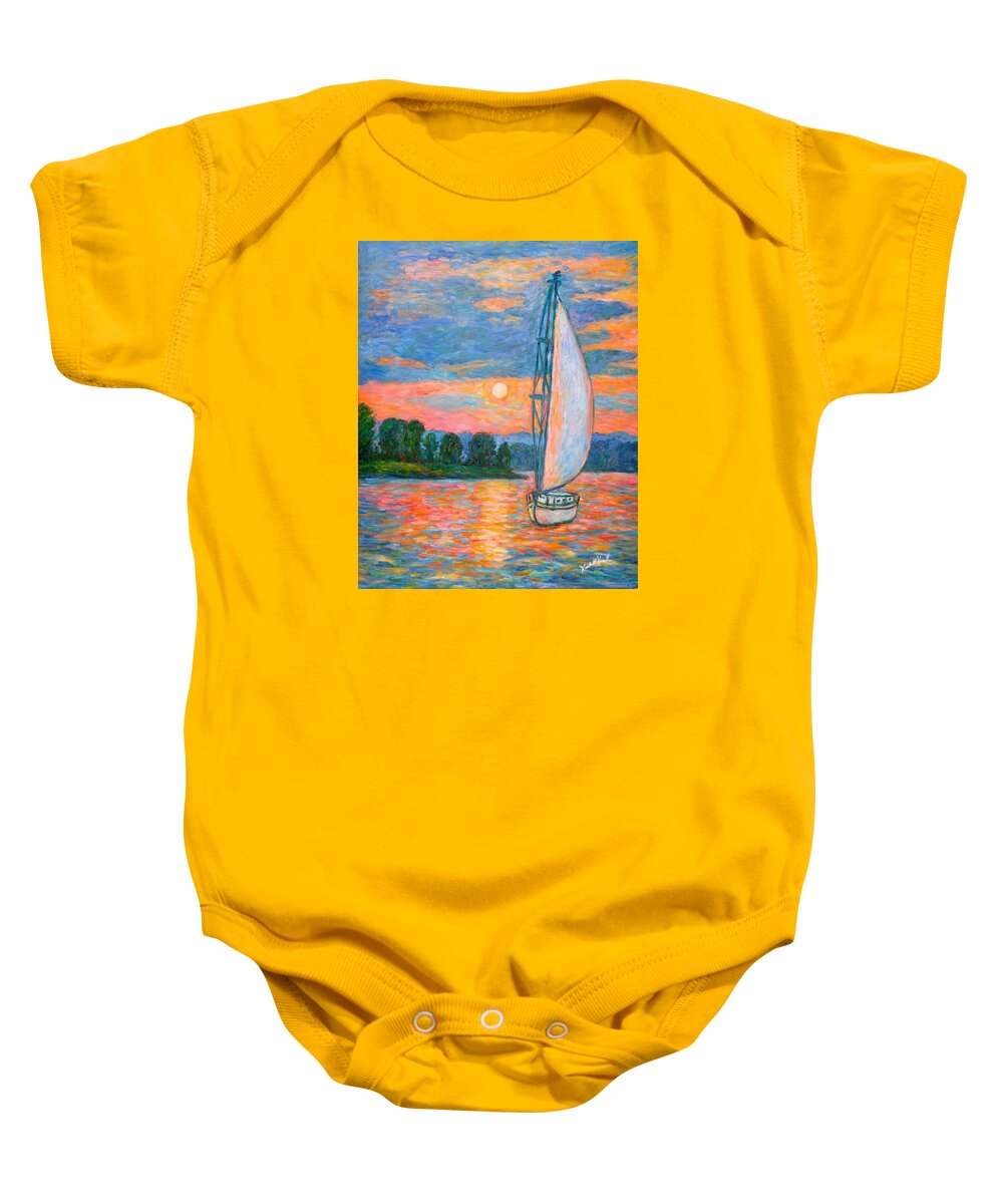 Kendall Kessler Baby Onesie featuring the painting Smith Mountain Lake by Kendall Kessler