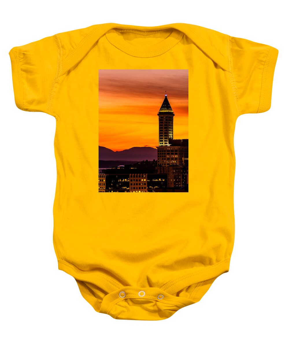 Smith Tower Baby Onesie featuring the photograph SmithTower - Seattle by Hisao Mogi