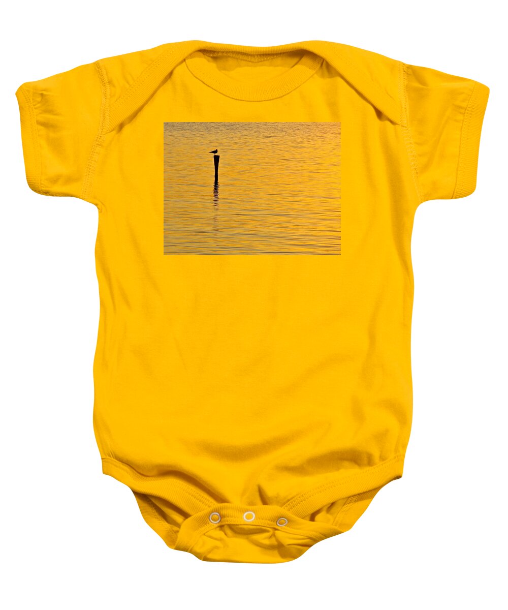 Sea Gull Baby Onesie featuring the photograph Solitude by Mike Reilly
