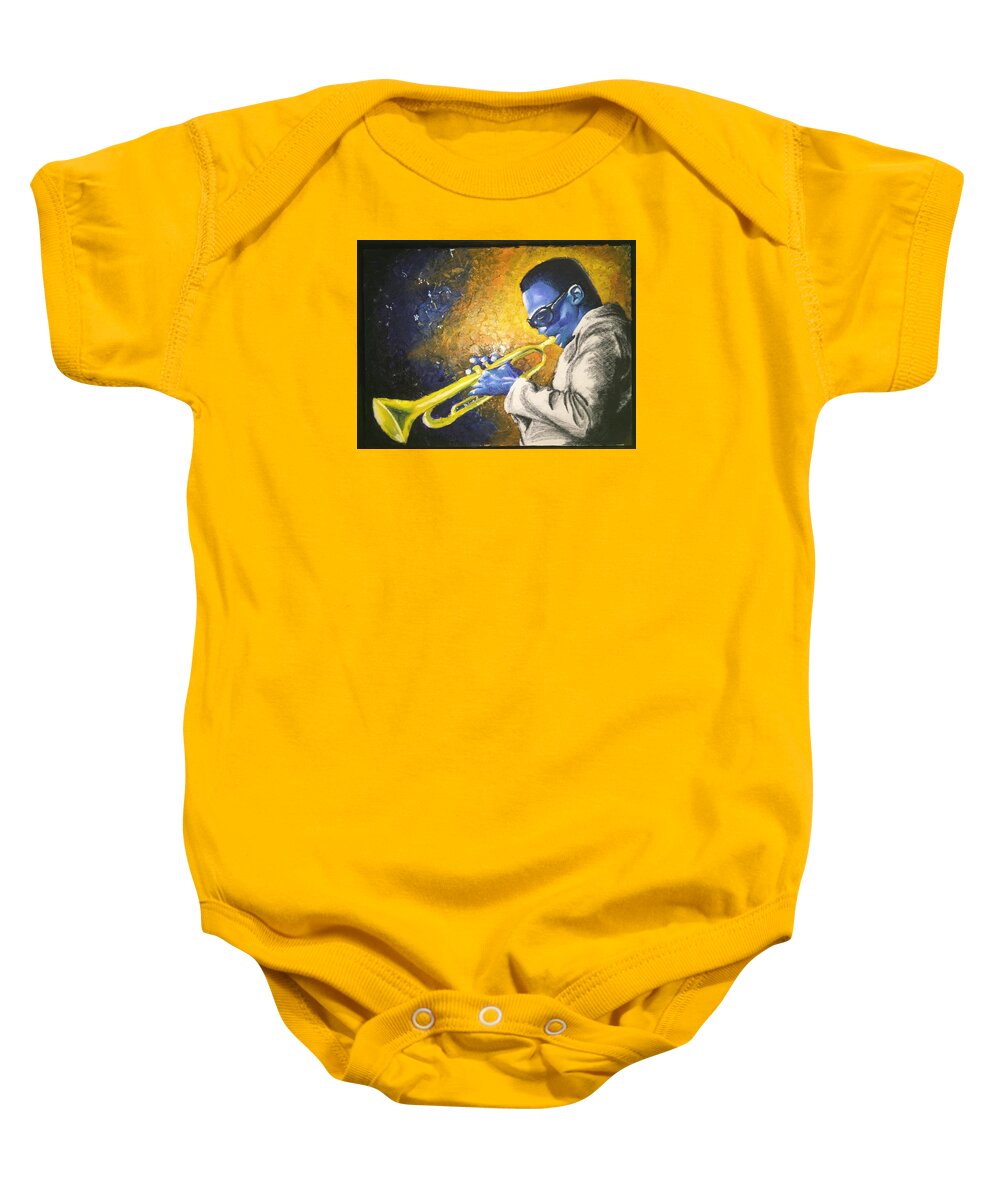 Miles Davis Baby Onesie featuring the painting Somethin' Blue by Edmund Royster