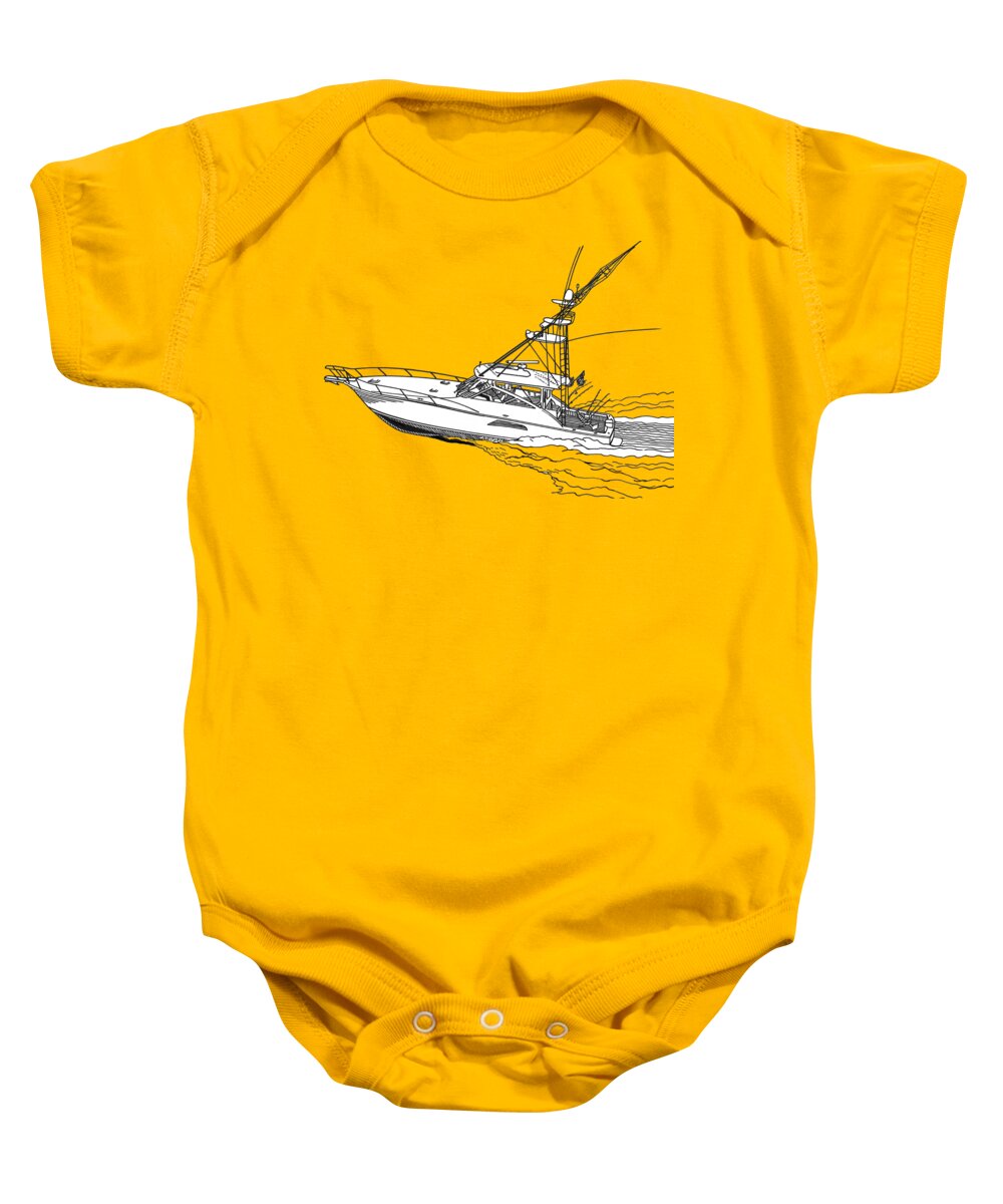 Custom Printed Tee Shirts Baby Onesie featuring the drawing SportFish Yacht Custom Tee Shirt by Jack Pumphrey
