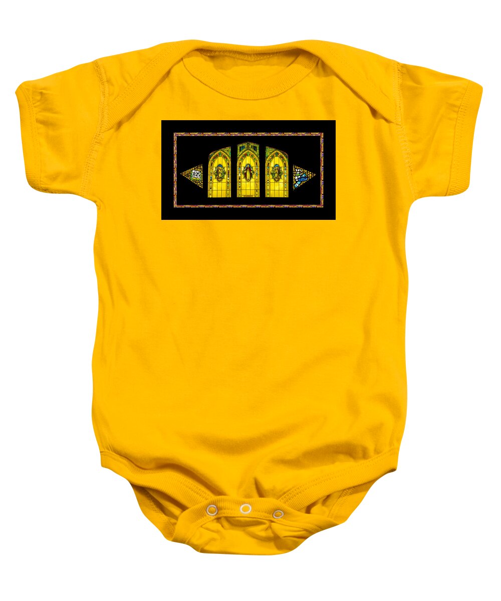 Stained Glass Baby Onesie featuring the digital art Stained Glass by Jeff Phillippi