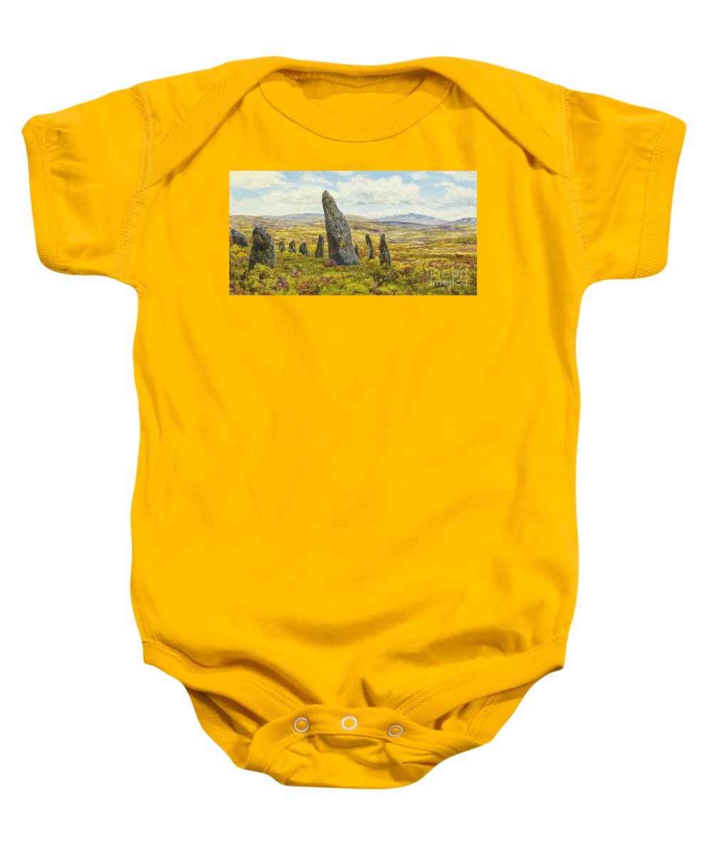 John Brett - Stone Circle On Dartmoor 1878.village Baby Onesie featuring the painting Stone circle on Dartmoor by MotionAge Designs