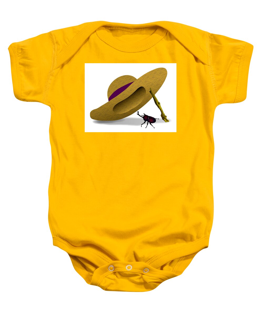  Baby Onesie featuring the digital art Straw Hat and Horn beetle by Moto-hal