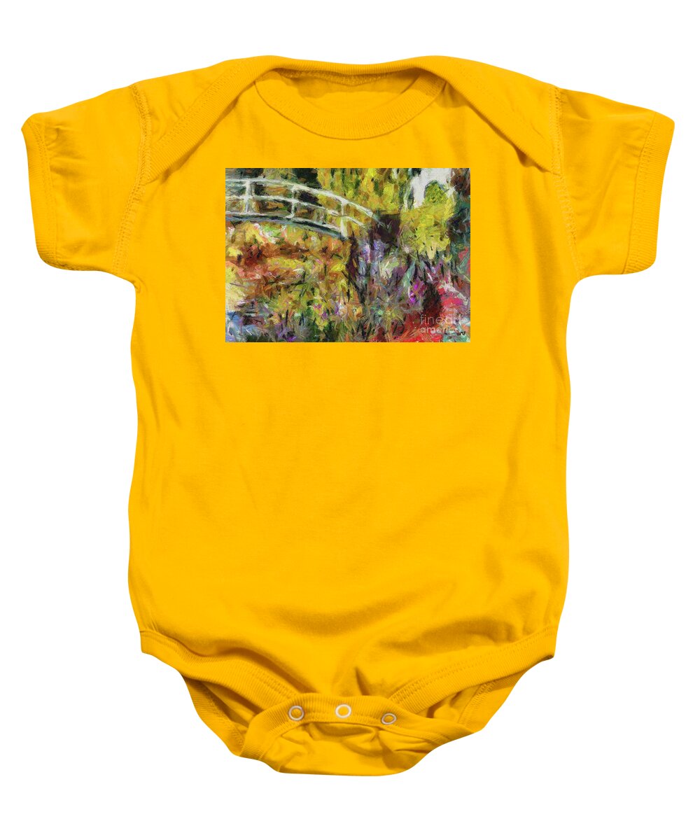 Landscape Baby Onesie featuring the painting Summer in Monet's Garden by Dragica Micki Fortuna
