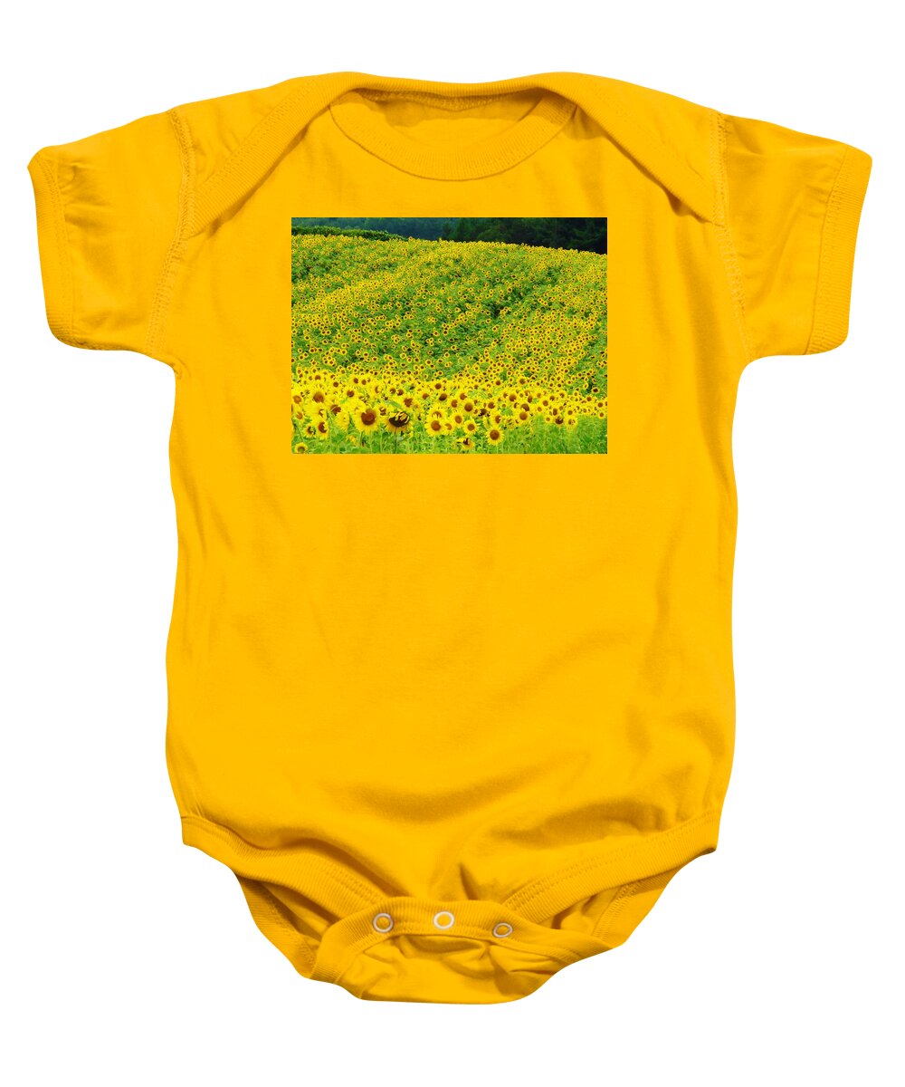 Sunflowers Baby Onesie featuring the photograph Sunflower Hill by Lori Frisch