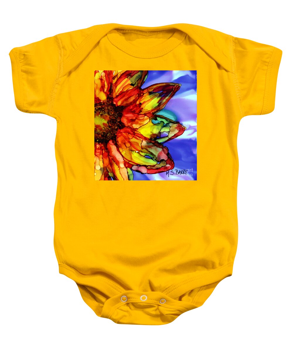 Sunflower Baby Onesie featuring the painting Sunflower by Maria Barry