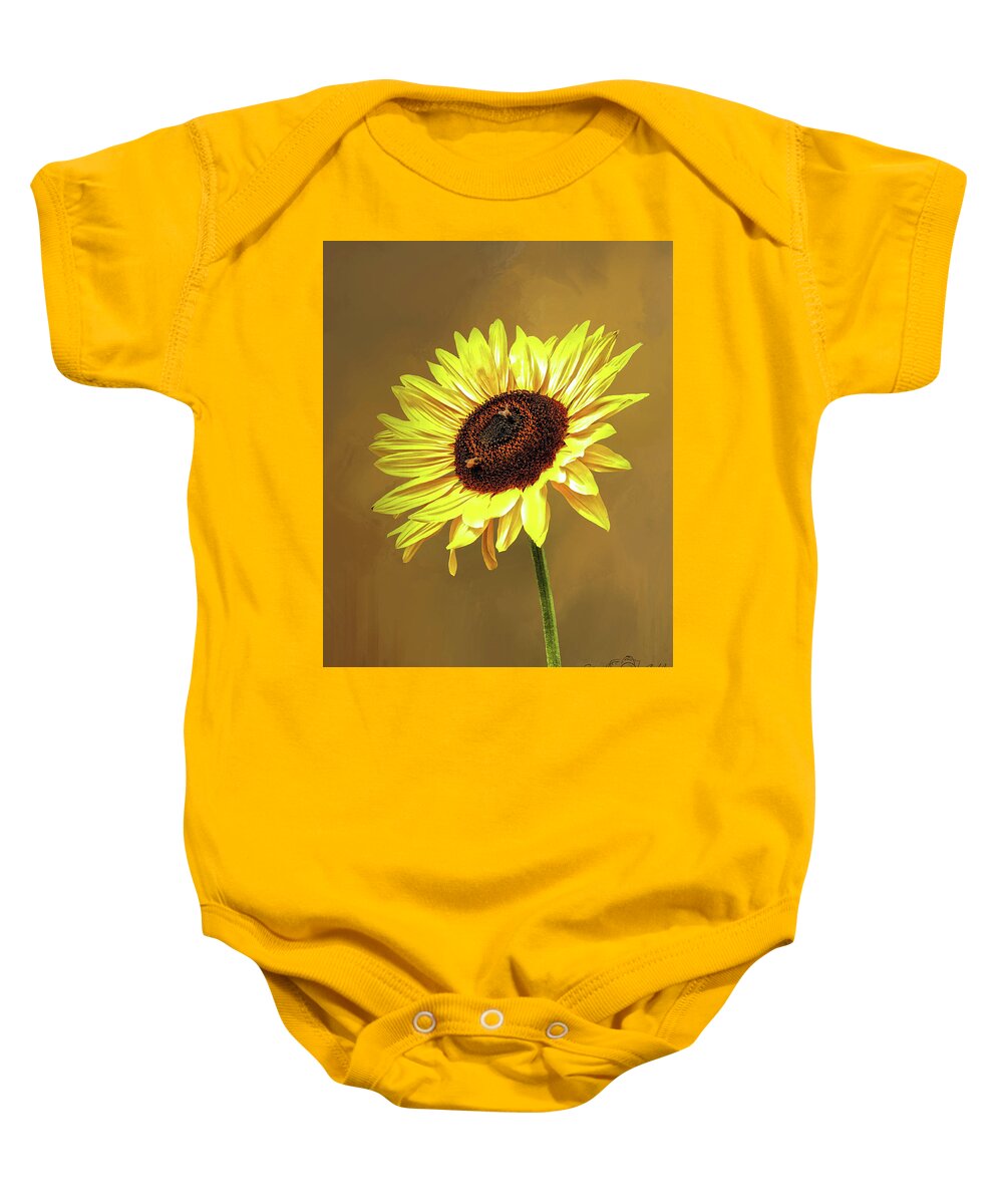 Texture Baby Onesie featuring the photograph Sunflower Salute by Steph Gabler