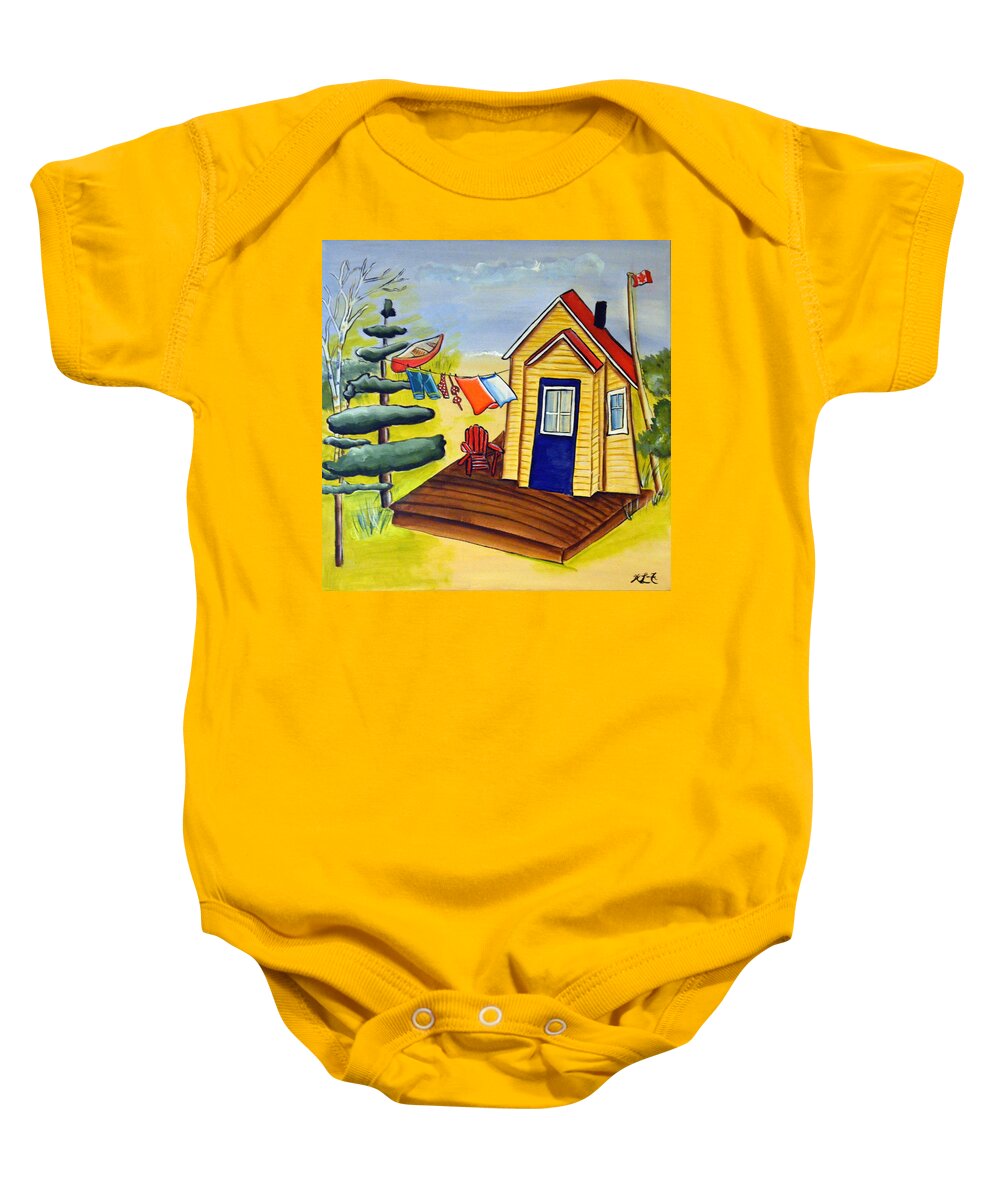 Abstract Baby Onesie featuring the painting The Canoe by Heather Lovat-Fraser