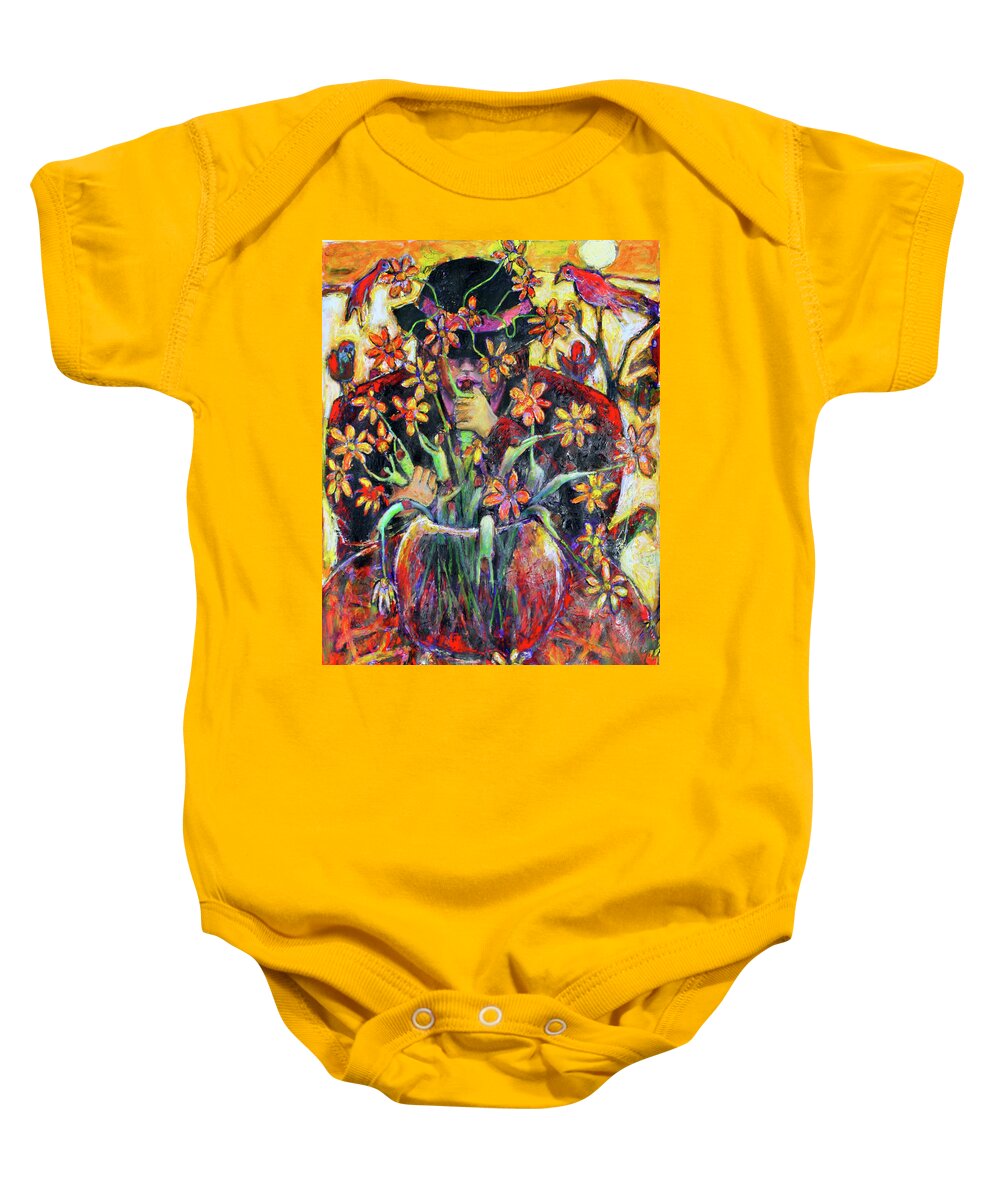 Animals Baby Onesie featuring the painting The flower arranger by Jeremy Holton