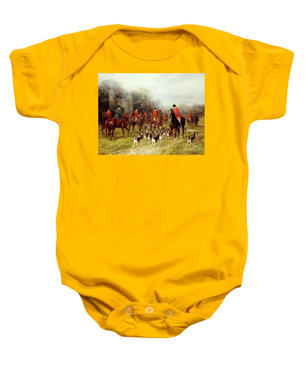 The Meet Baby Onesie featuring the painting The Meet by Heywood Hardy