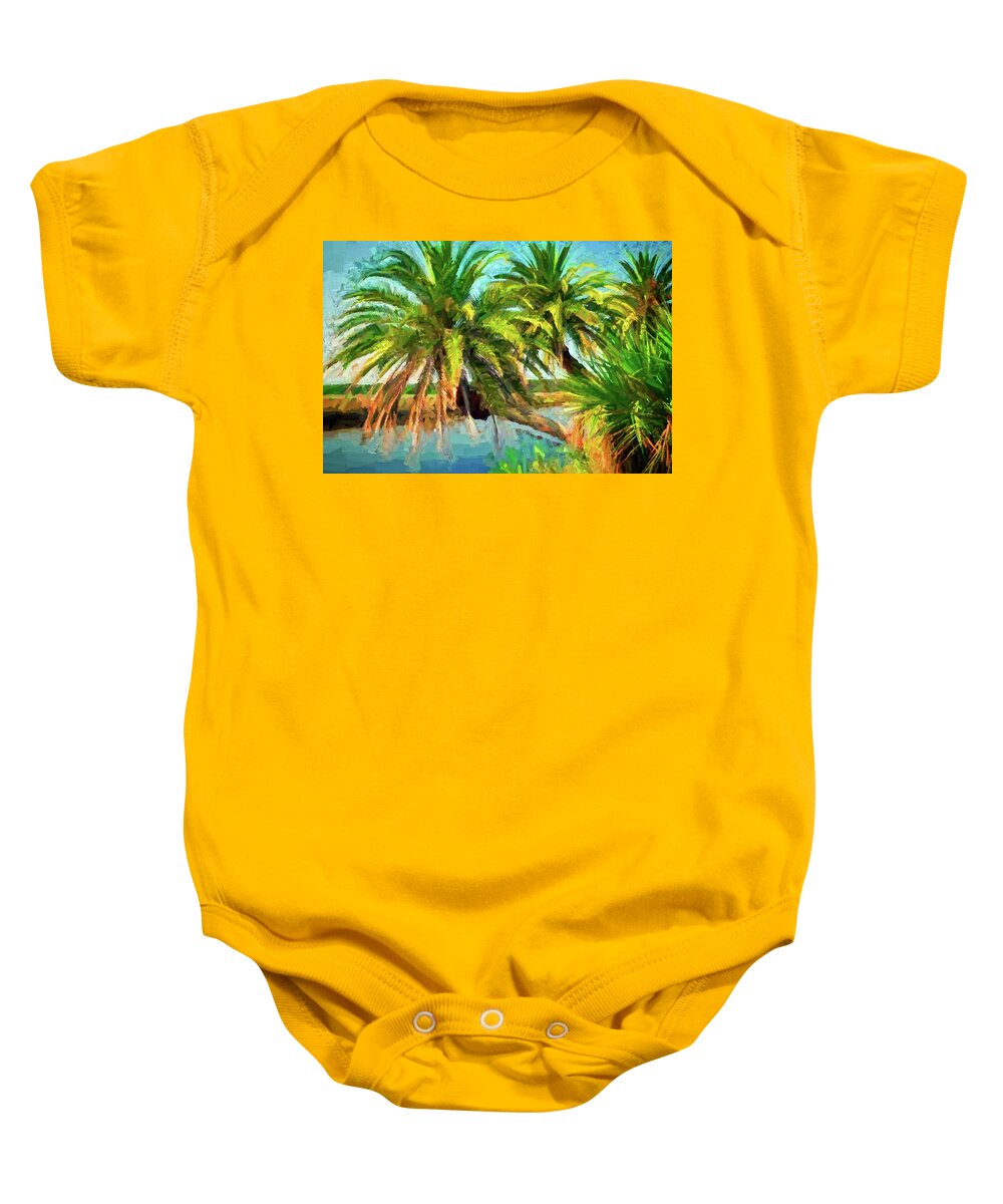 Alicegipsonphotographs Baby Onesie featuring the photograph Three Palms On The Loop by Alice Gipson
