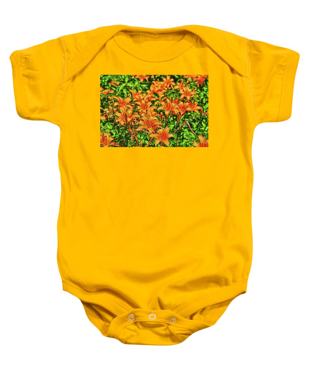 Lilies Baby Onesie featuring the photograph Tiger Lilies by Pat Cook