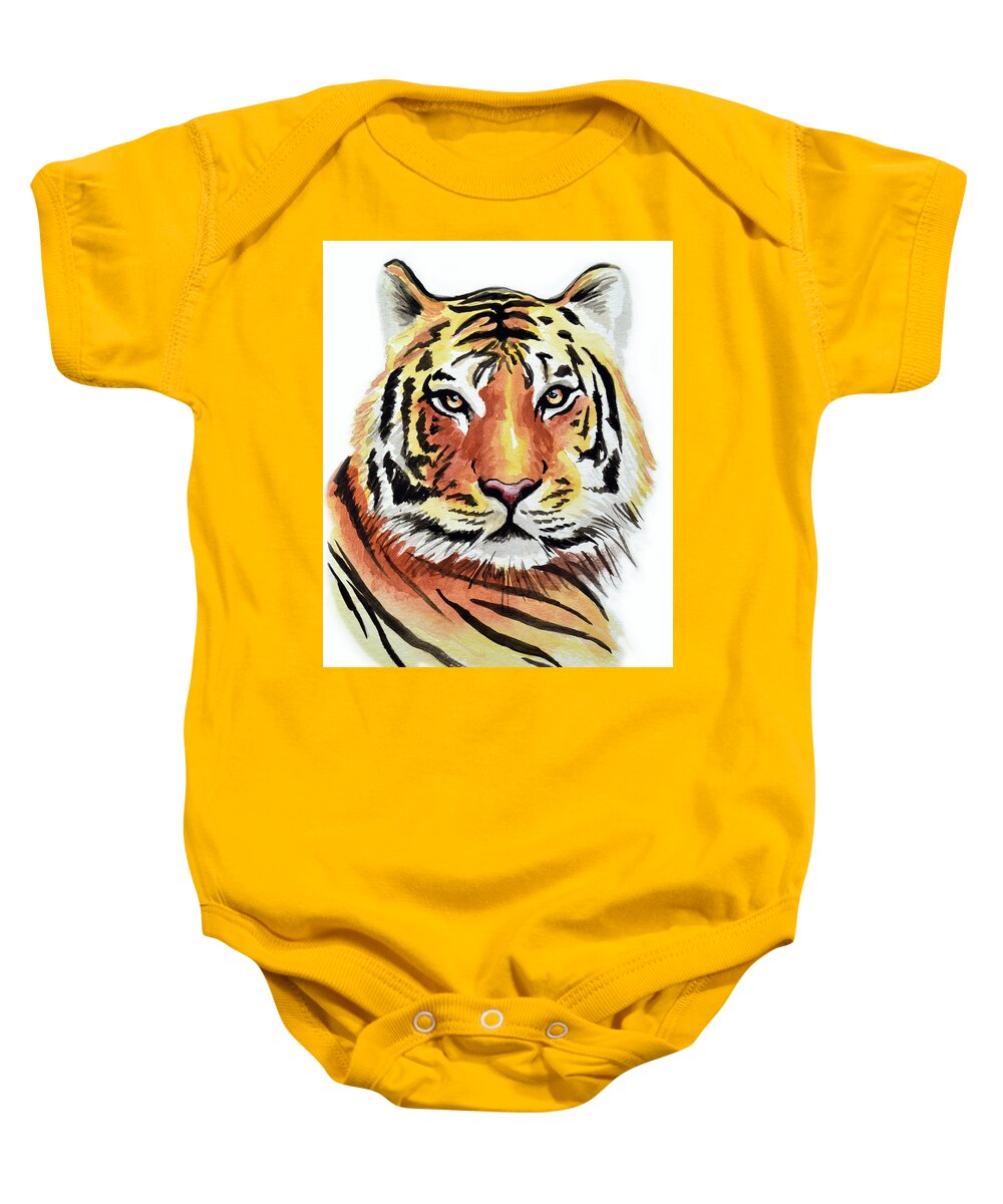 Tiger Baby Onesie featuring the painting Tiger Love by Amy Giacomelli