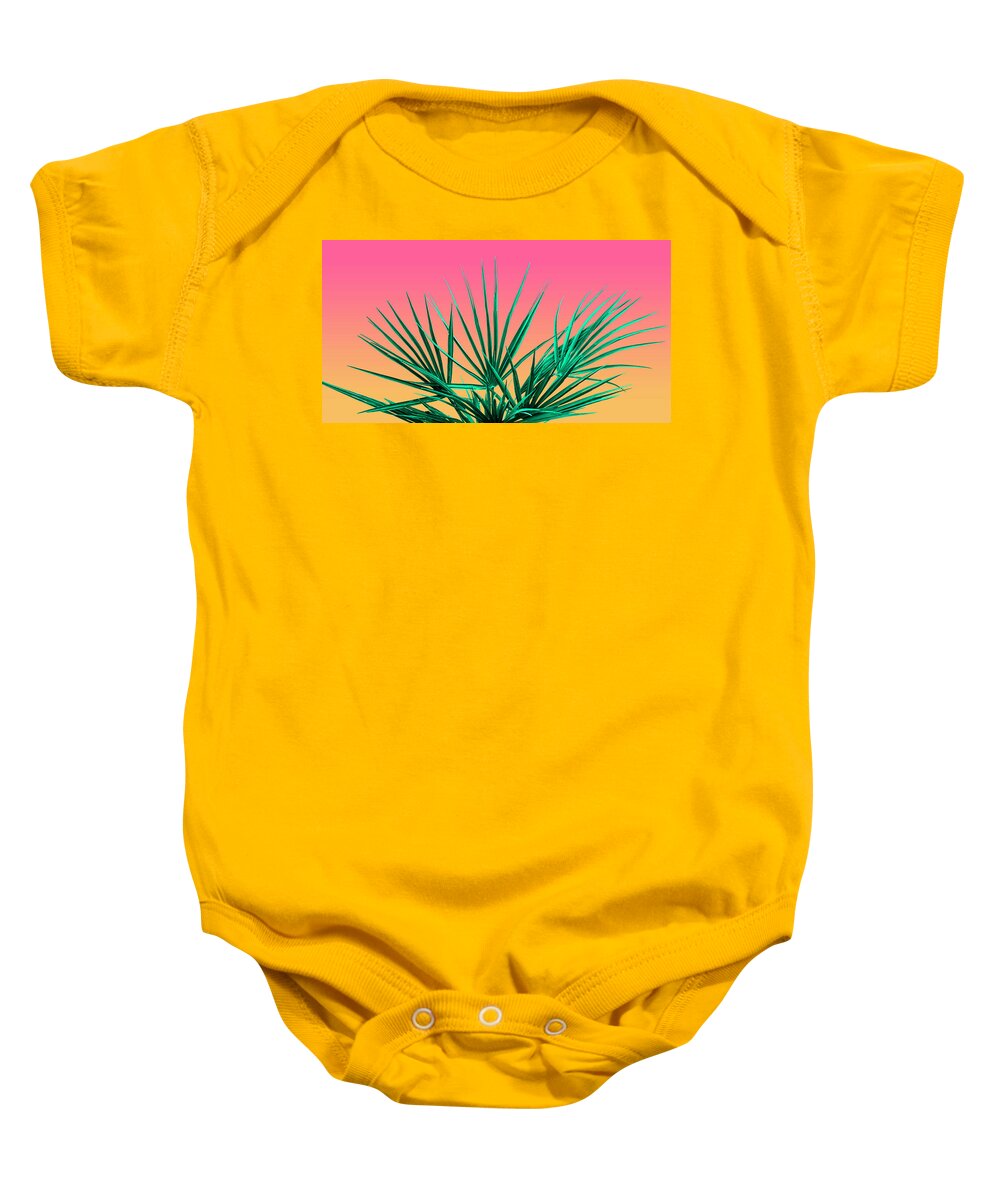 Palm Tree Baby Onesie featuring the photograph Vaporwave Palm Life - Miami Sunset by Jennifer Walsh