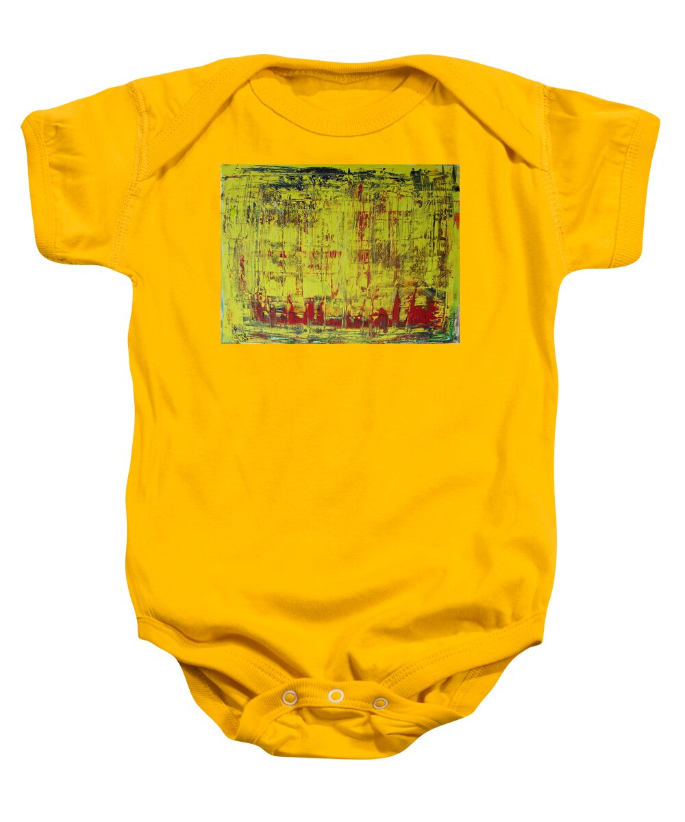 Abstract Painting Baby Onesie featuring the painting W18 - burner city by KUNST MIT HERZ Art with heart