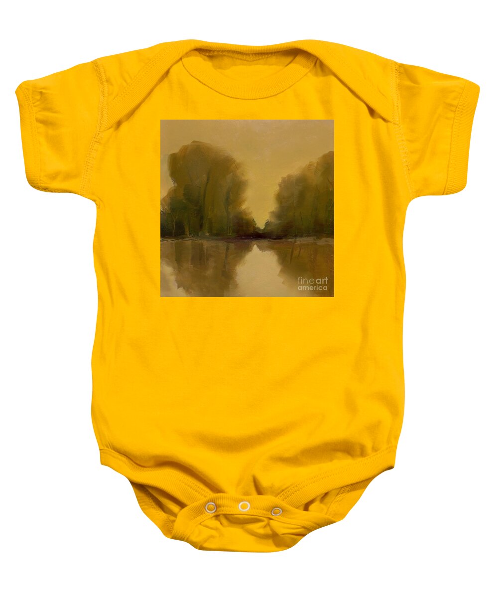 Landscape Baby Onesie featuring the painting Warm Morning by Michelle Abrams