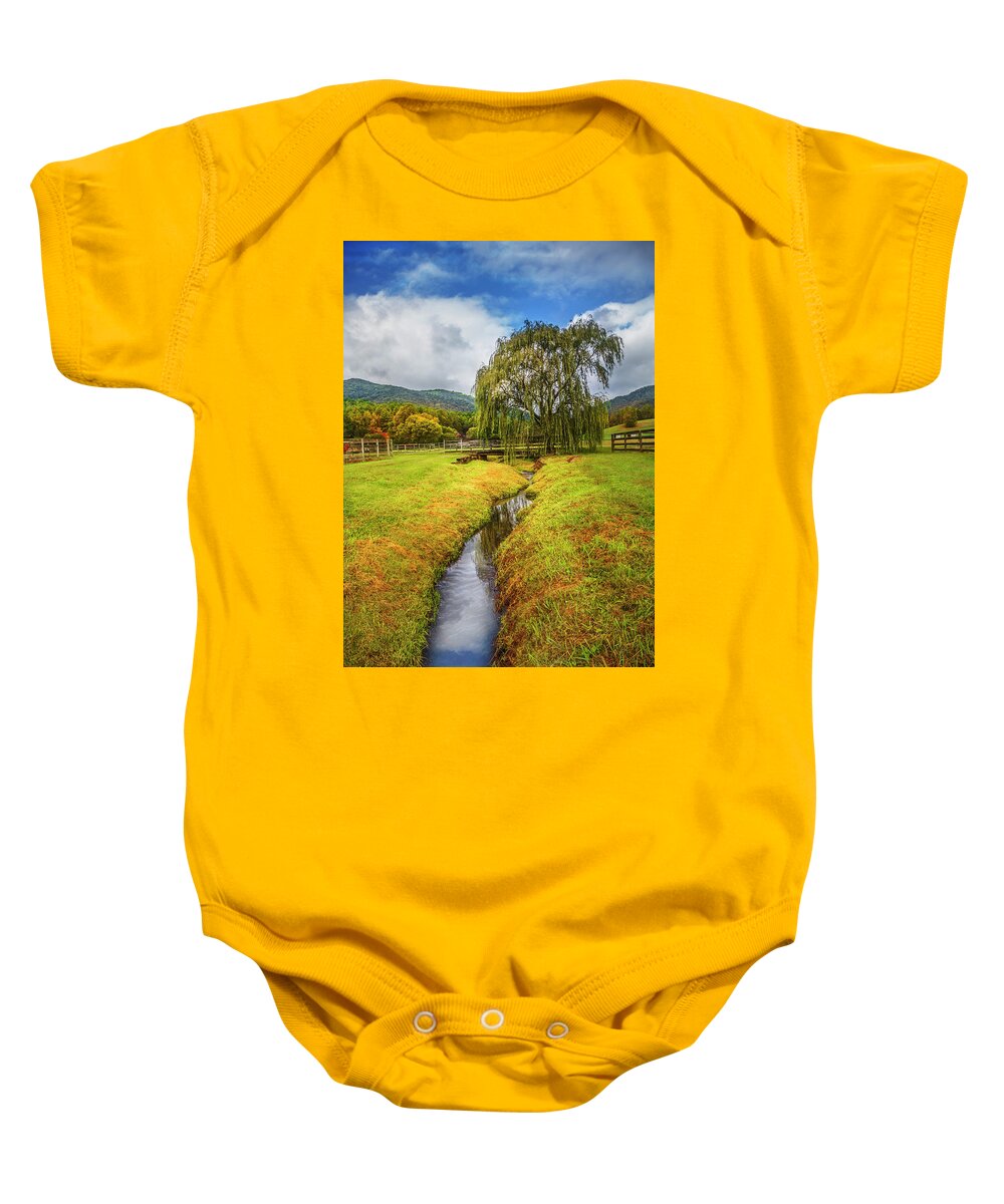 Appalachia Baby Onesie featuring the photograph Weeping Willow In Early Autumn by Debra and Dave Vanderlaan