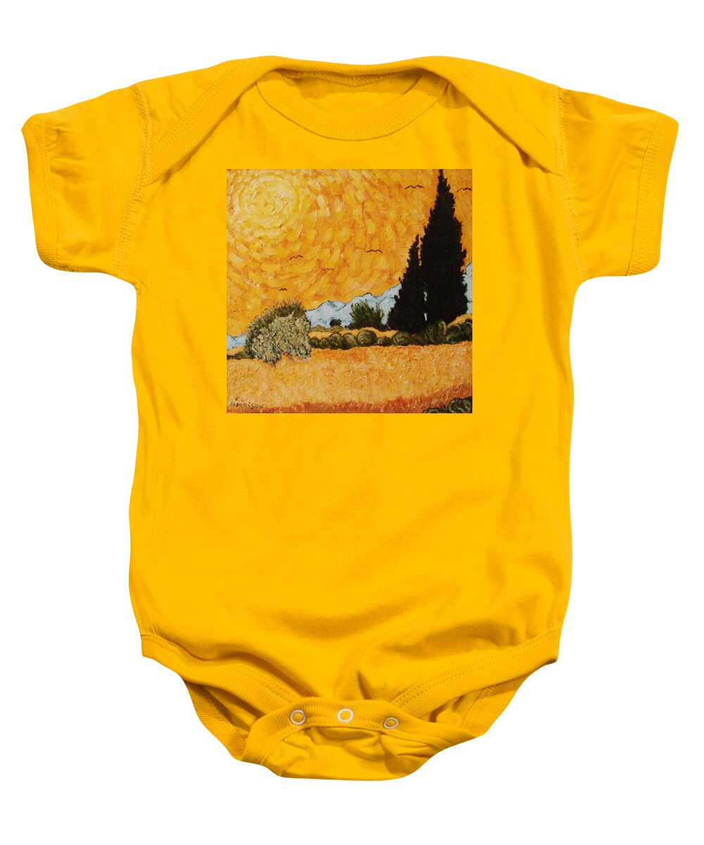 Wheat Field Baby Onesie featuring the painting Wheat Field by Frank Morrison