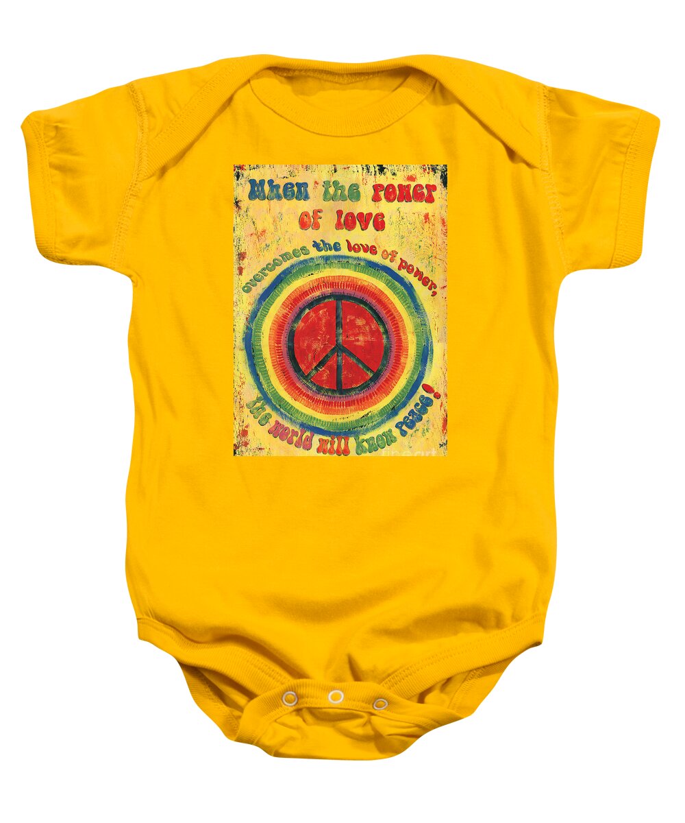 Love Baby Onesie featuring the painting When the Power of Love by Debbie DeWitt