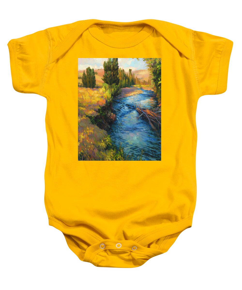 River Baby Onesie featuring the painting Where the River Bends by Steve Henderson