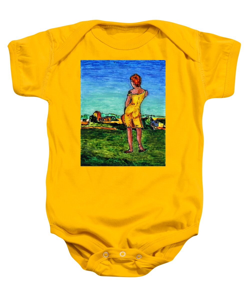 Woman Baby Onesie featuring the painting Woman With a Vision by Phil Strang