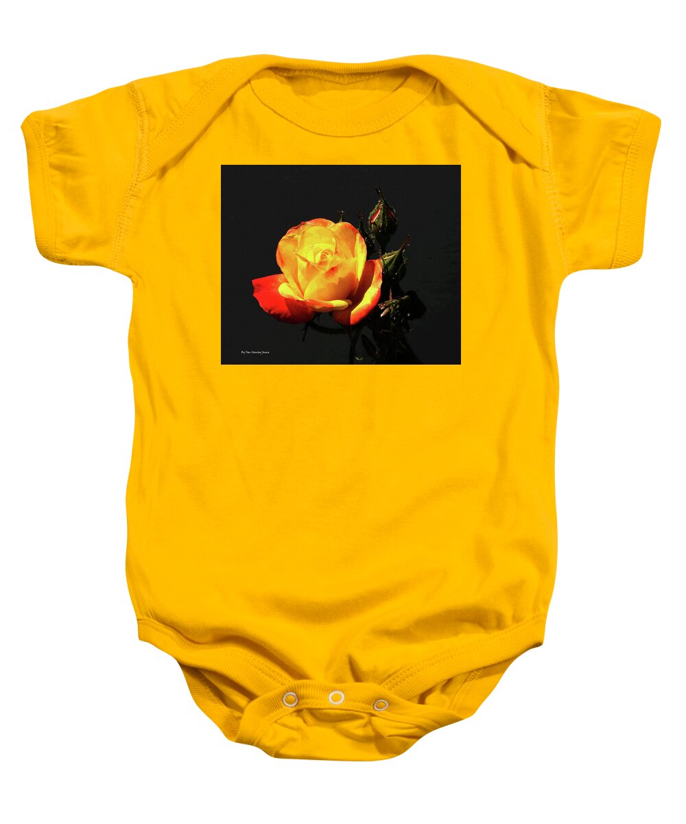 Yellow And Red Rose Baby Onesie featuring the digital art Yellow And Red Rose by Tom Janca